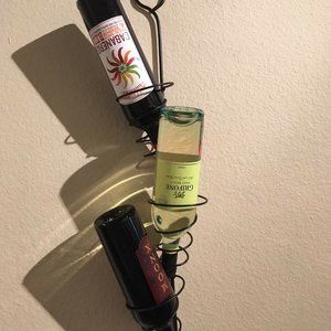 Custom made 3 bottle wrought iron wine rack